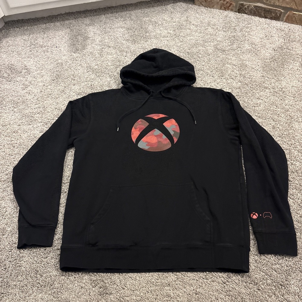 Xbox Daystrike Camo Hoodie Men's Size Large Black Good Condition *RARE*